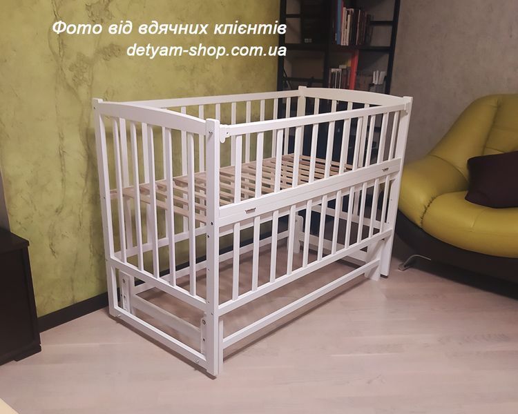 Дитяче ліжечко для немовлят Карпати ЛД-2 біле, з маятником, приставне, кроватка для новонароджених, бук, 120&times;60 см, Dominanta Україна ЛД Карпат Б фото