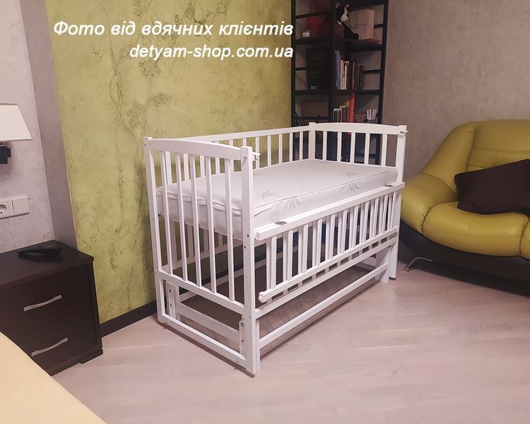 Дитяче ліжечко для немовлят Карпати ЛД-2 біле, з маятником, приставне, кроватка для новонароджених, бук, 120&times;60 см, Dominanta Україна ЛД Карпат Б фото