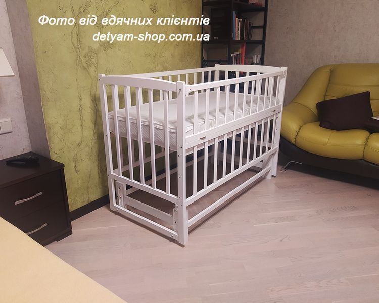 Дитяче ліжечко для немовлят Карпати ЛД-2 біле, з маятником, приставне, кроватка для новонароджених, бук, 120&times;60 см, Dominanta Україна ЛД Карпат Б фото