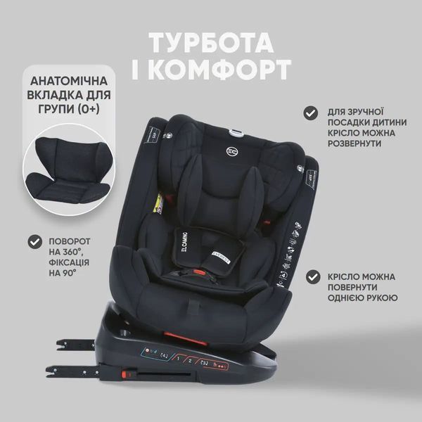 Автокресло EVEREST ISOFIX  360&ordm; ME 1114 Black (0-36 кг) Авт EVEREST ISOFIX ME 1114  фото