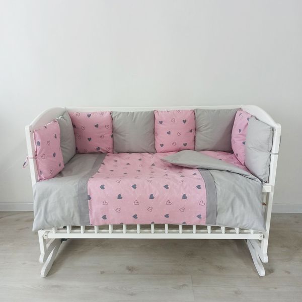 Набір постільної білизни Сердечка Рожево-Сірий 721 фото