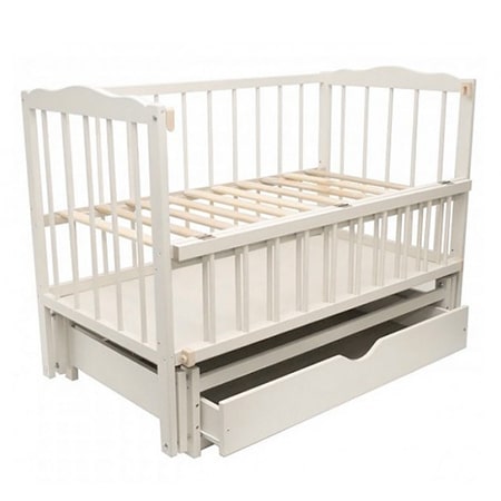 Дитяче ліжко Янголятко біле з закритою шухлядою