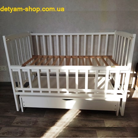 Дитяче ліжко Карпати біле з шухлядою