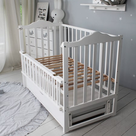 Дитяче ліжко Карпати-Люкс біле з  шухлядою 