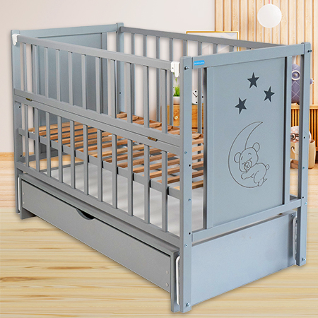 Дитяче ліжко Сонько ЛД-16 сіре з шухлядою
