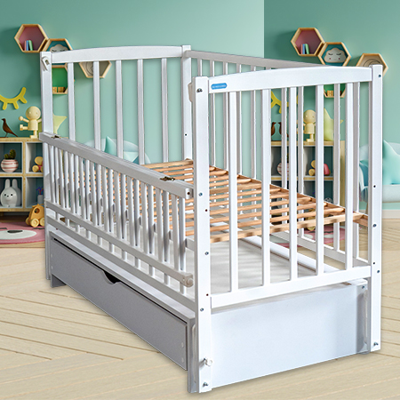 Дитяче ліжко Карпати ЛД-2 біле з шухлядою