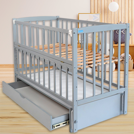 Дитяче ліжко Карпати ЛД-2 сіре з шухлядою